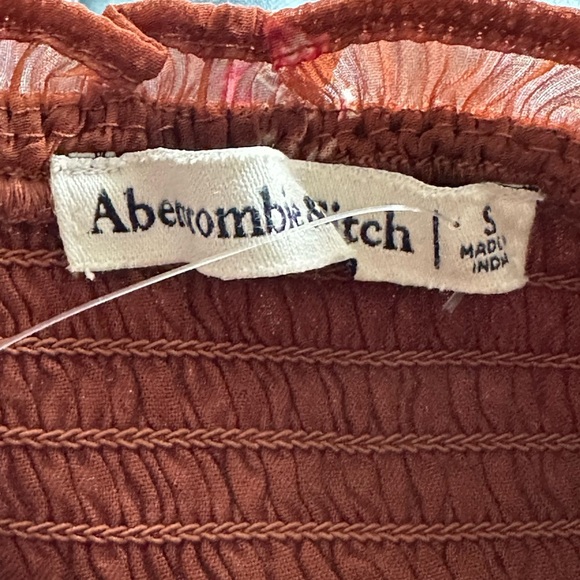 ABERCROMBIE & FITCH Smocked Tiered Ruffle MIDI Dress Brown Floral Y2K, Small - Picture 11 of 14